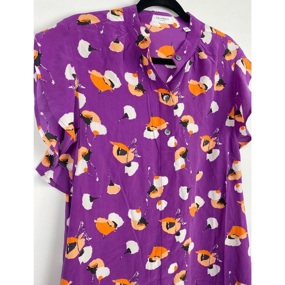 Equipment Lorainna 100% Silk Floral Printed Mini Dress, Dahlia Purple - Size L - Picture 5 of 12